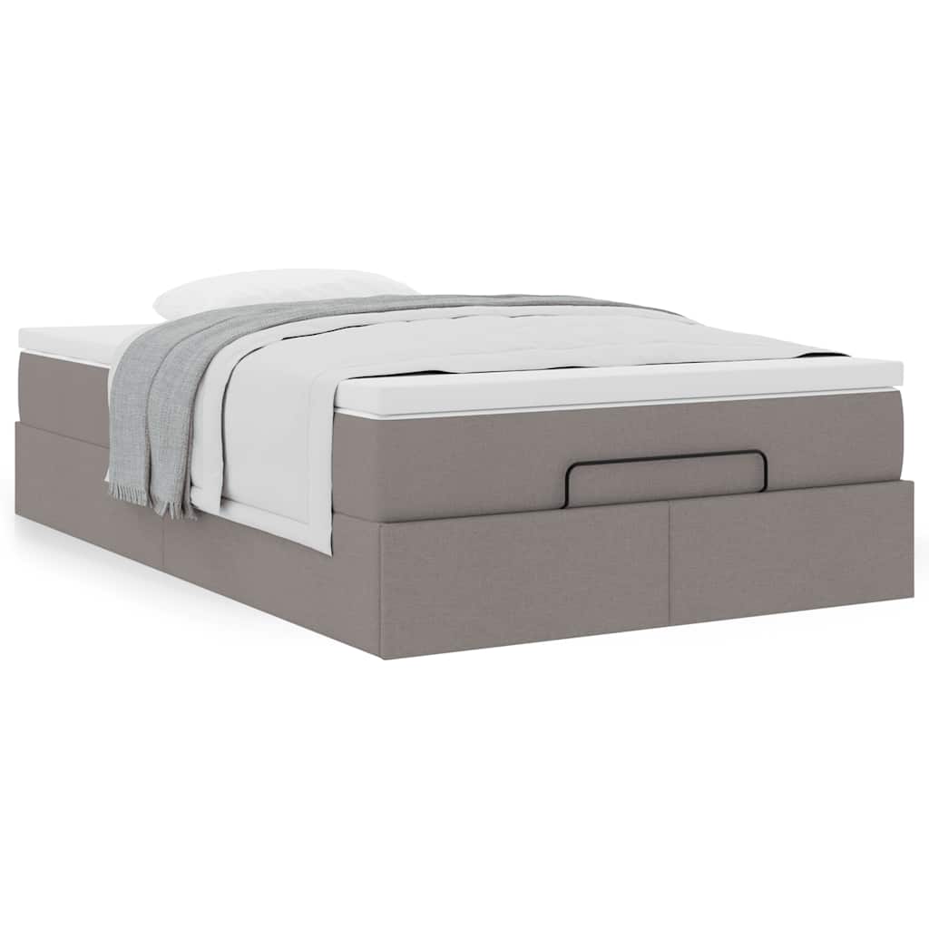 vidaXL Rama łóżka otomana z materacem, taupe, 120x190 cm, tkanina