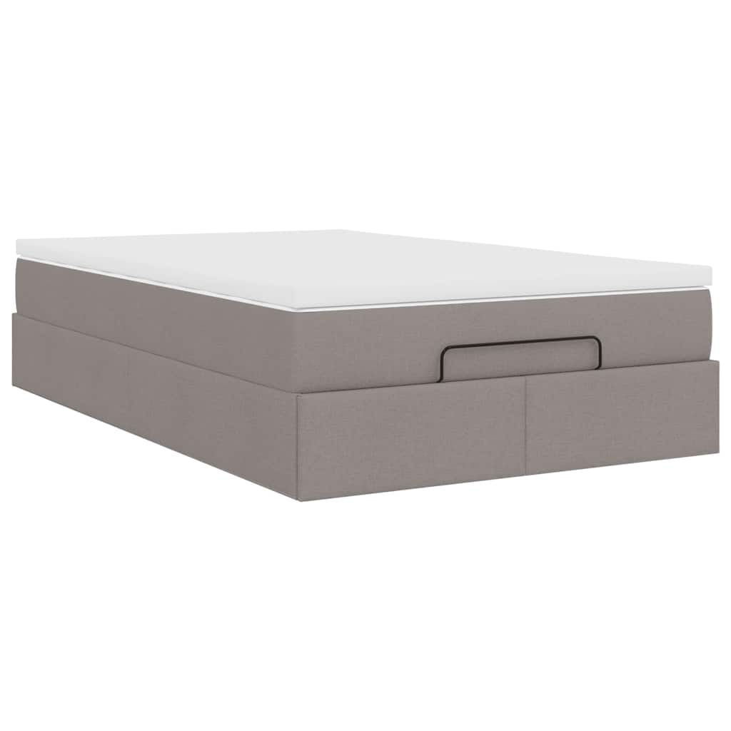 vidaXL Rama łóżka otomana z materacem, taupe, 120x190 cm, tkanina