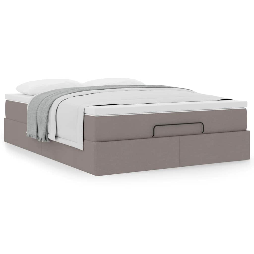 vidaXL Rama łóżka otomana z materacem, taupe, 140x190 cm, tkanina