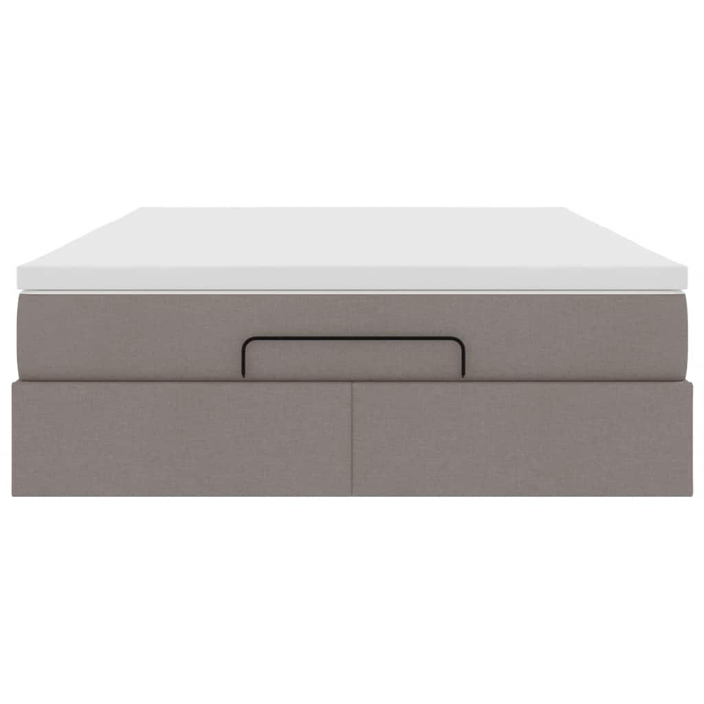 vidaXL Rama łóżka otomana z materacem, taupe, 140x190 cm, tkanina