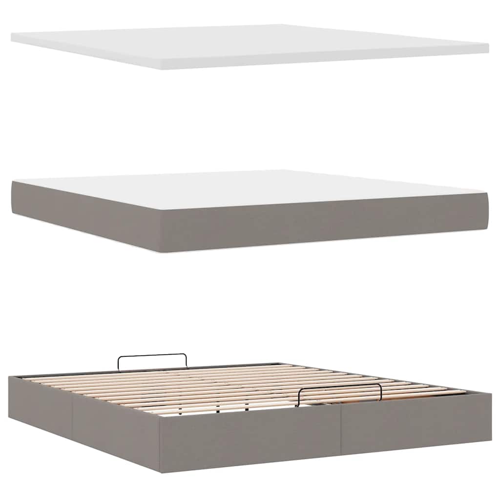 vidaXL Rama łóżka otomana z materacem, taupe, 180x200 cm, tkanina