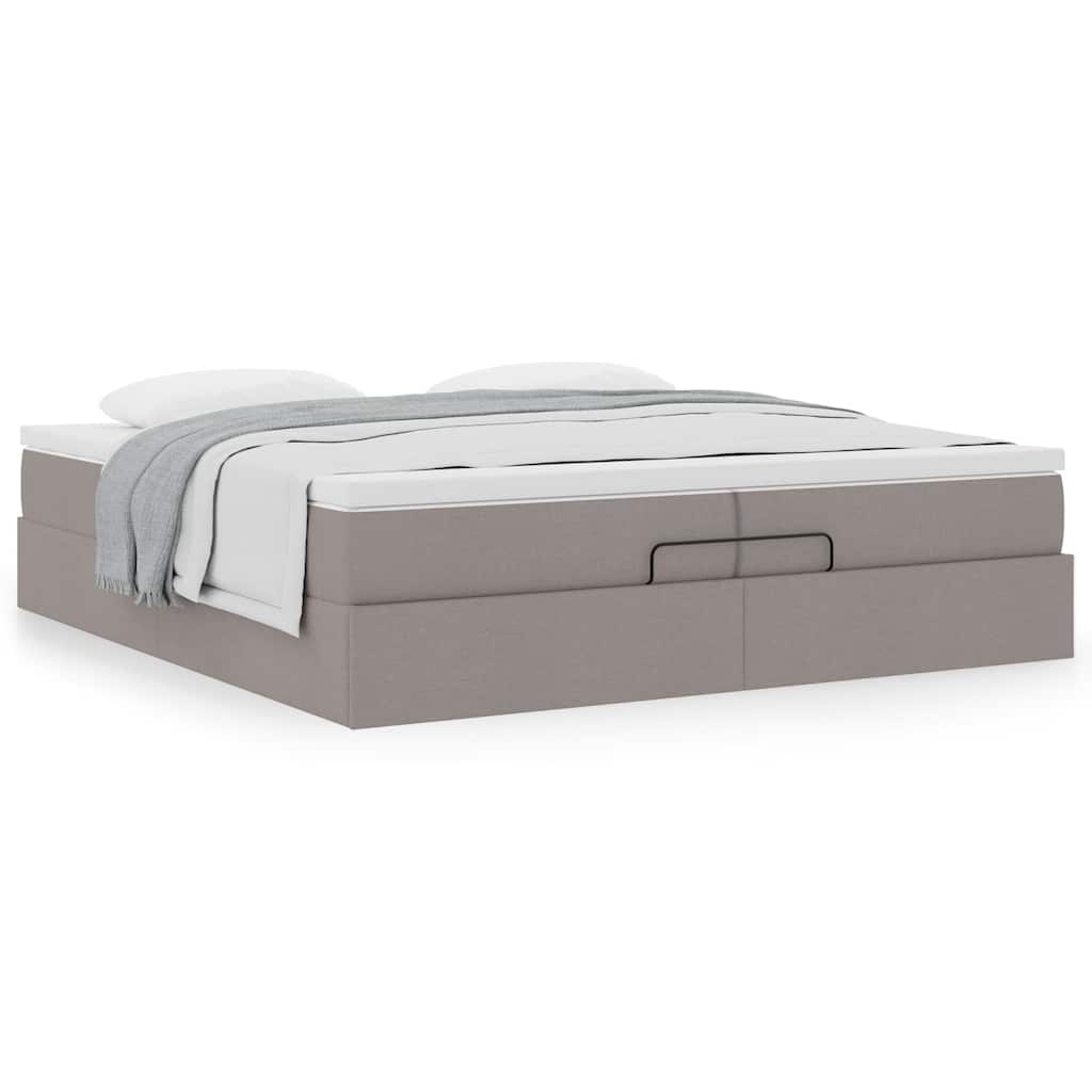 vidaXL Rama łóżka otomana z materacami, taupe, 200x200 cm, tkanina