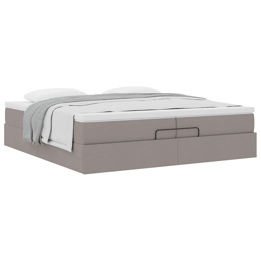 vidaXL Rama łóżka otomana z materacami, taupe, 200x200 cm, tkanina