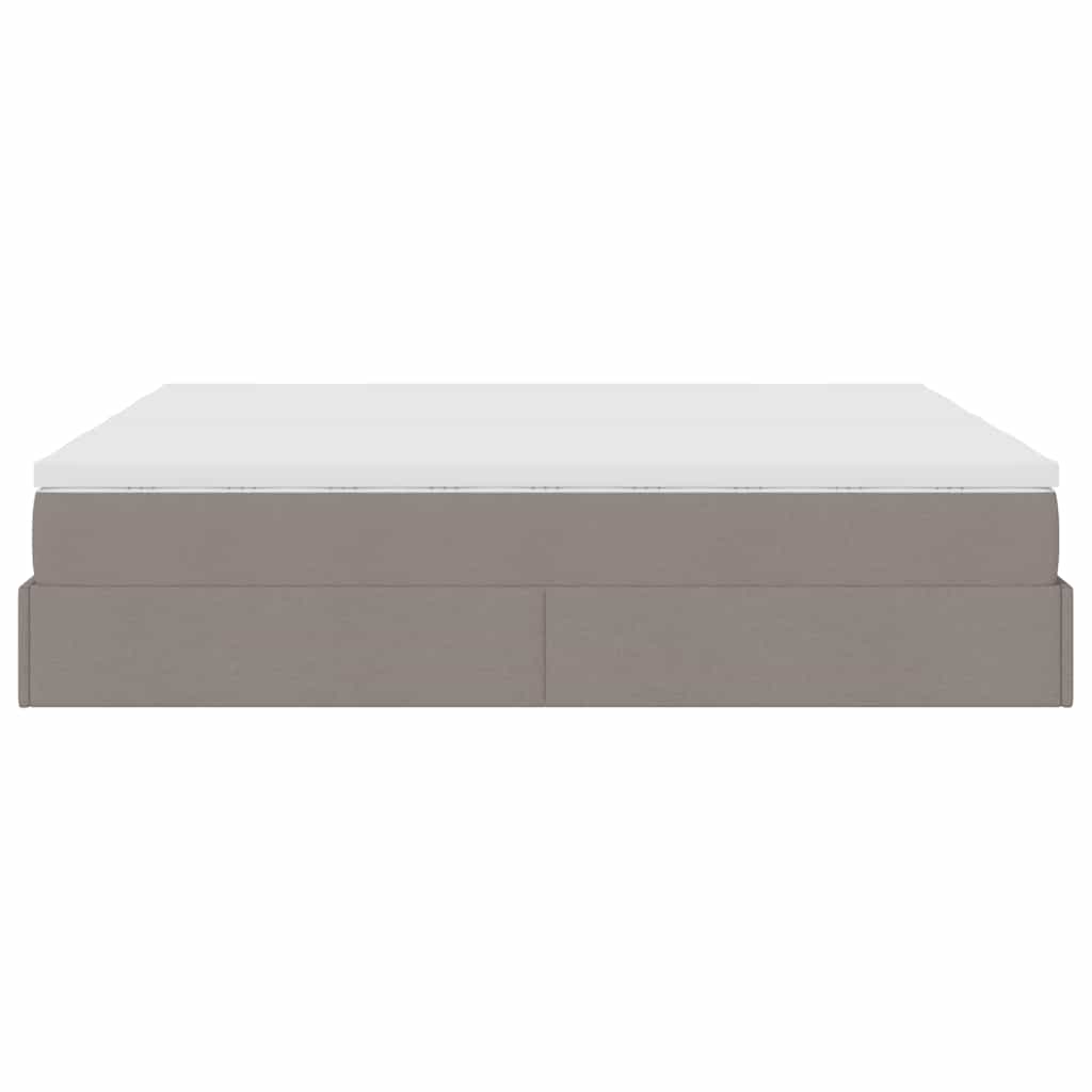 vidaXL Rama łóżka otomana z materacami, taupe, 180x200 cm, tkanina