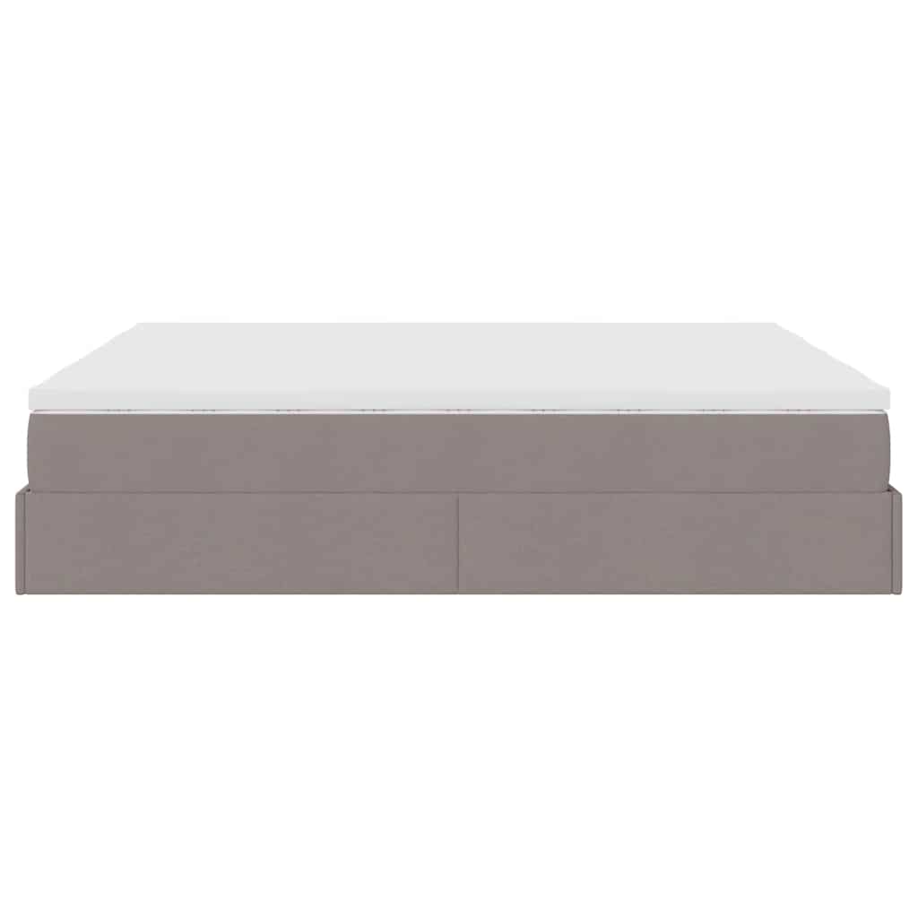 vidaXL Rama łóżka otomana z materacami, taupe, 200x200 cm, tkanina