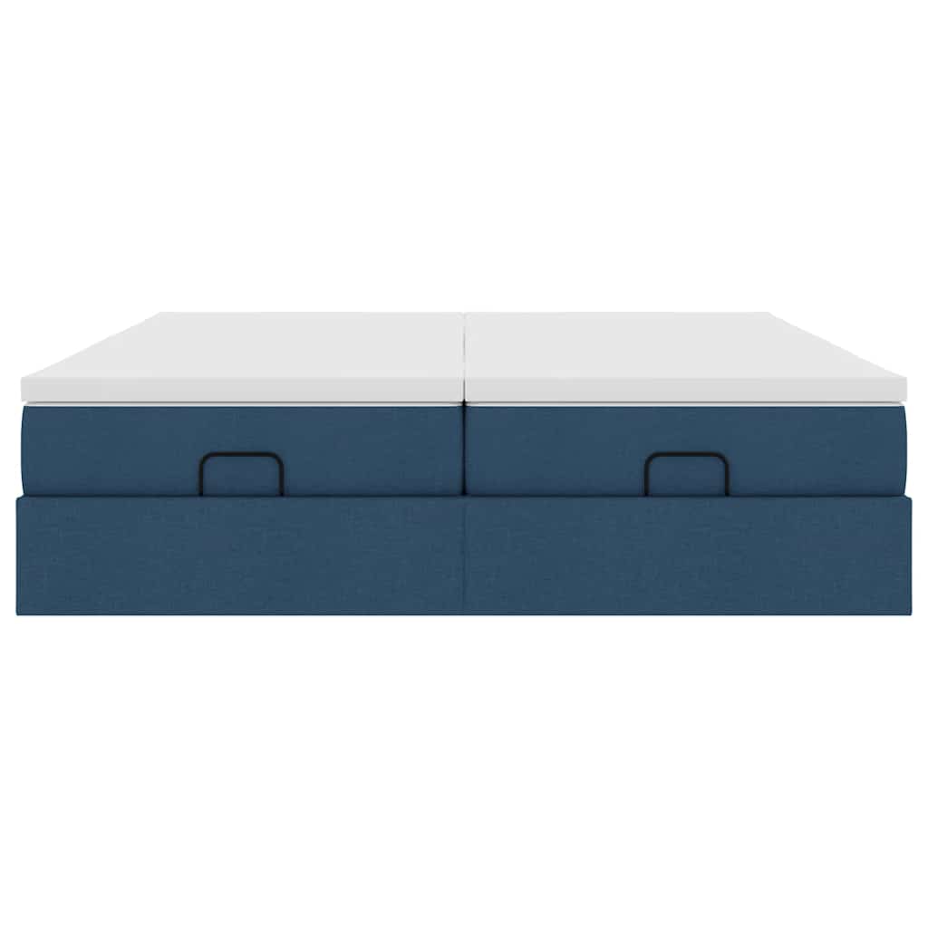 vidaXL Rama łóżka otomana z materacami, niebieska, 200x200 cm, tkanina