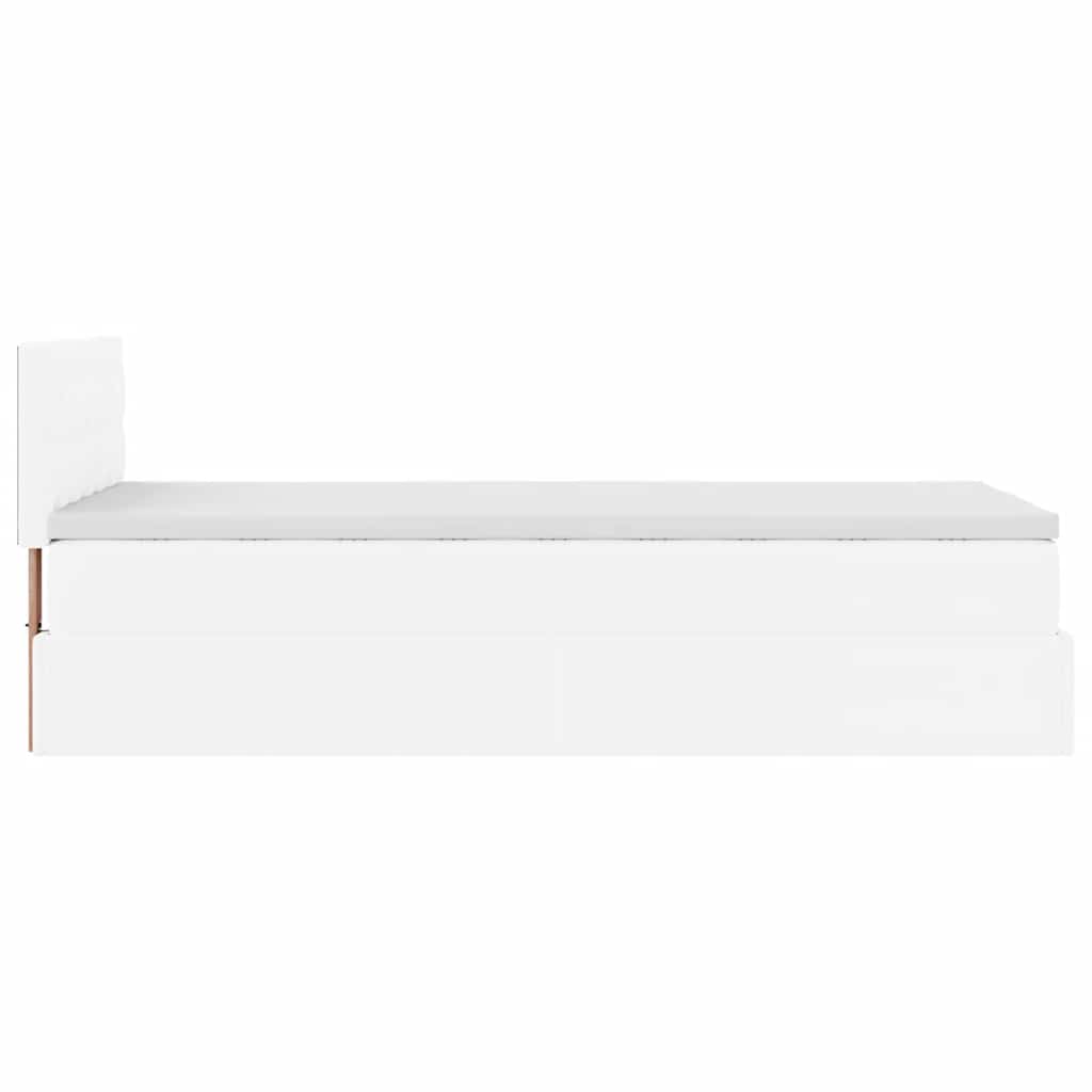vidaXL Łóżko otomana z materacem, biała, 80x200 cm, ekoskóra