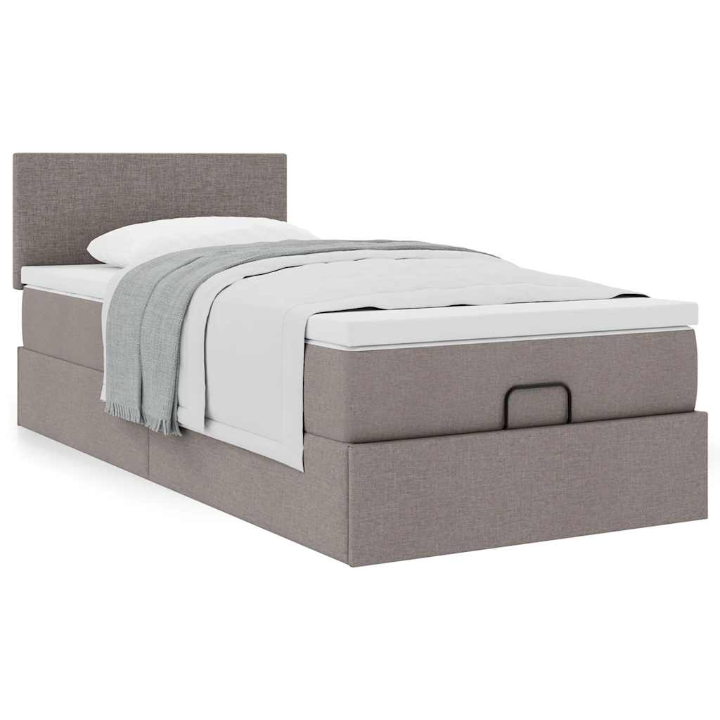vidaXL Rama łóżka otomana z materacem, taupe, 80x200 cm, tkanina