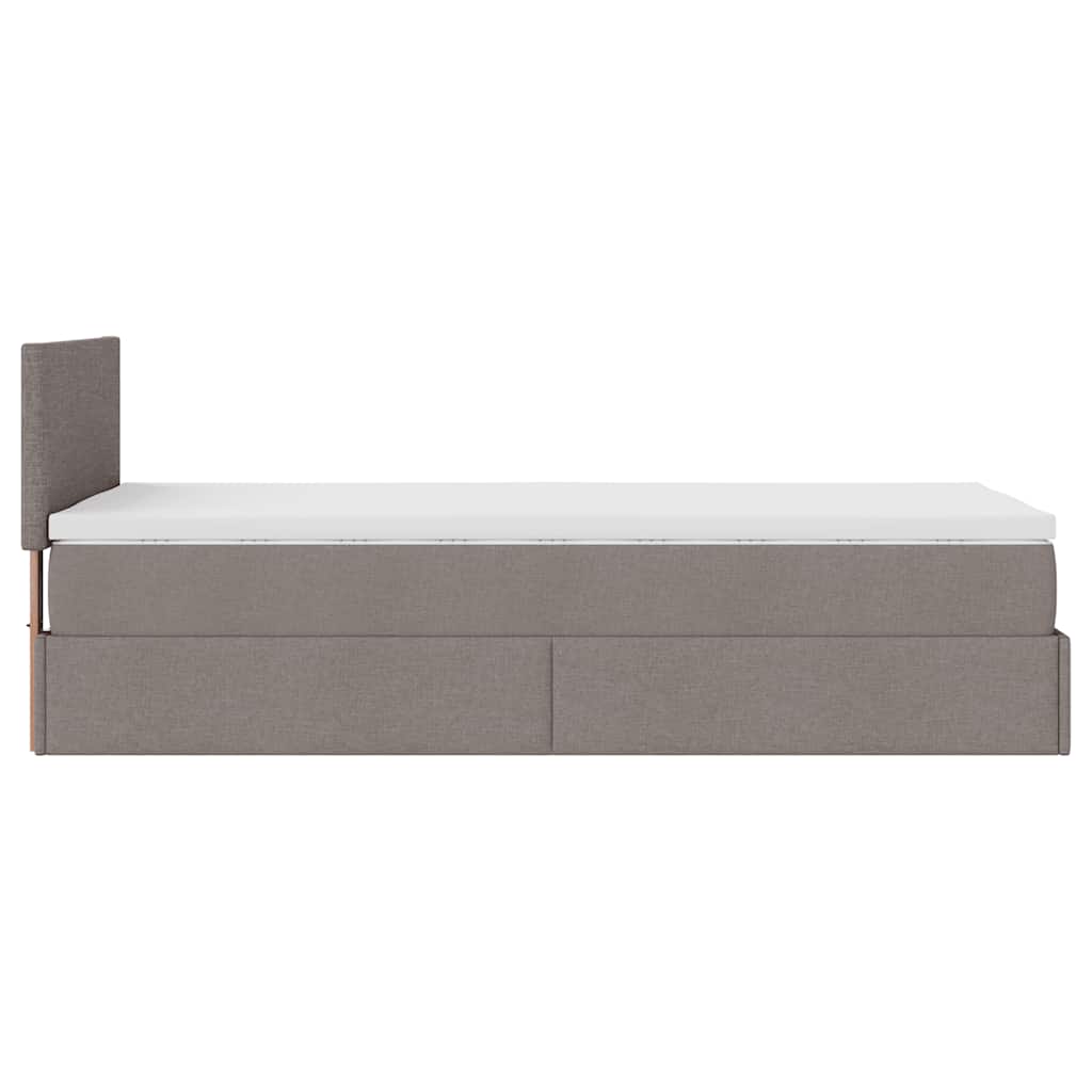 vidaXL Łóżko otomana z materacem, taupe, 100x200 cm, tkanina