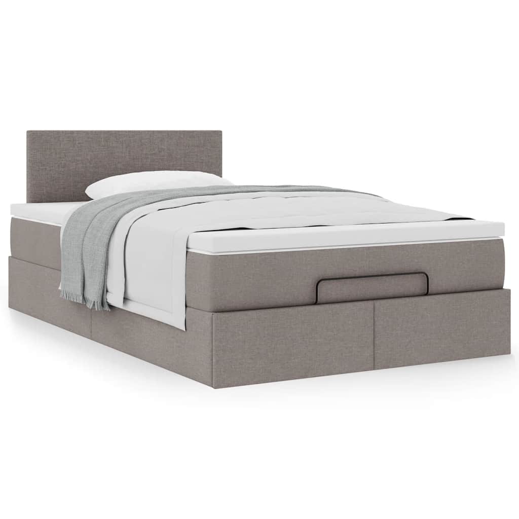 vidaXL Rama łóżka otomana z materacem, taupe, 120x190 cm, tkanina