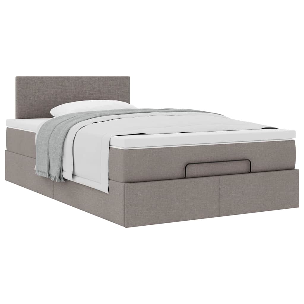 vidaXL Rama łóżka otomana z materacem, taupe, 120x190 cm, tkanina