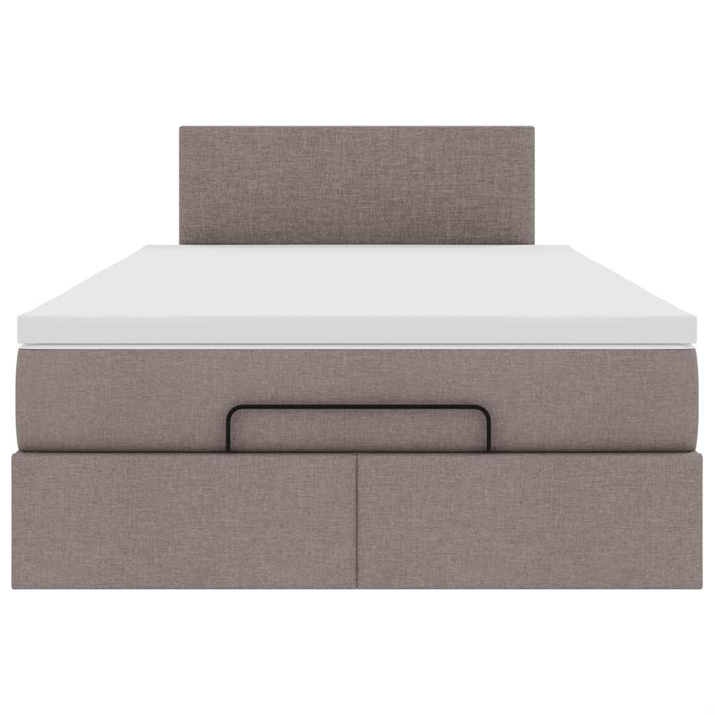 vidaXL Rama łóżka otomana z materacem, taupe, 120x190 cm, tkanina