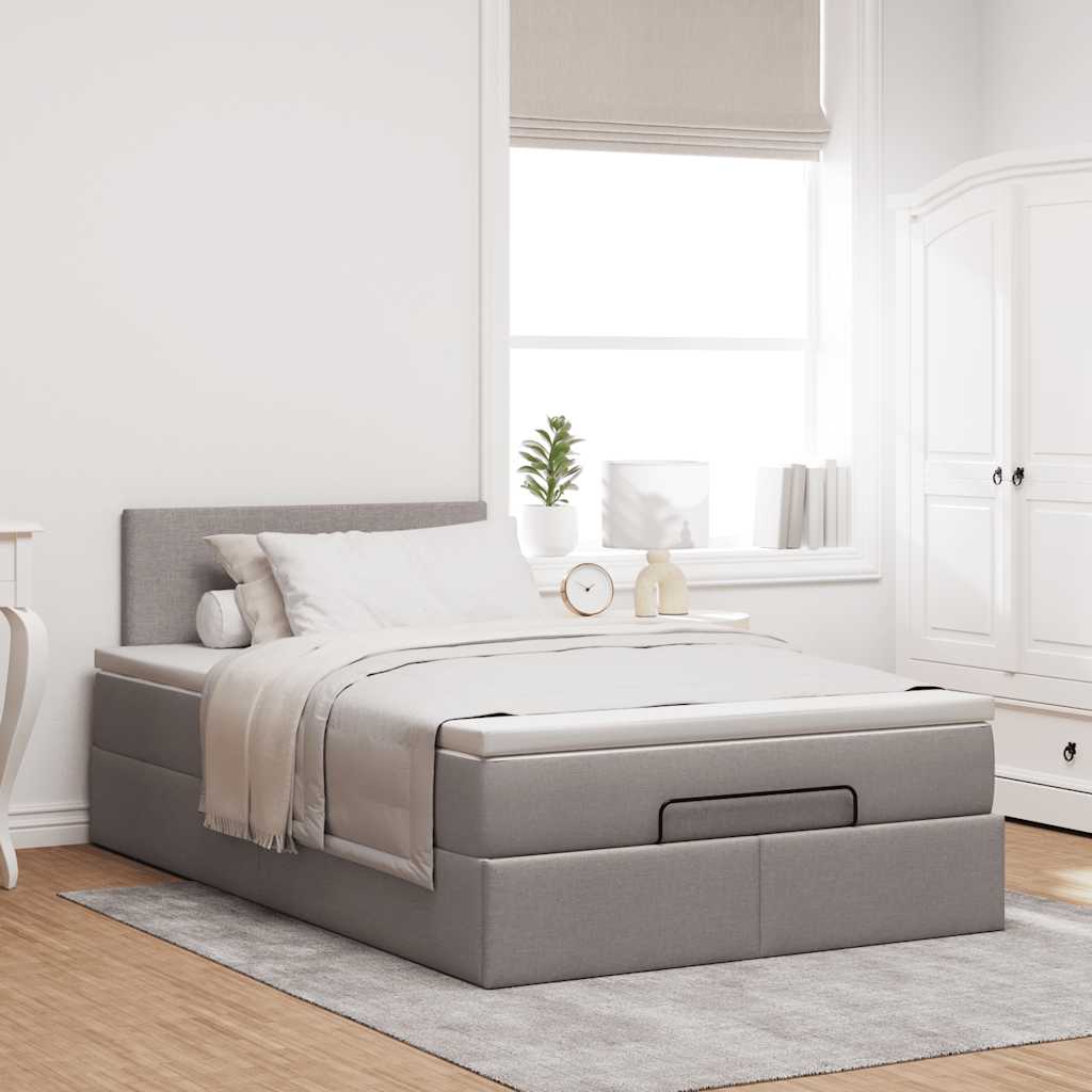 vidaXL Rama łóżka otomana z materacem, taupe, 120x200 cm, tkanina