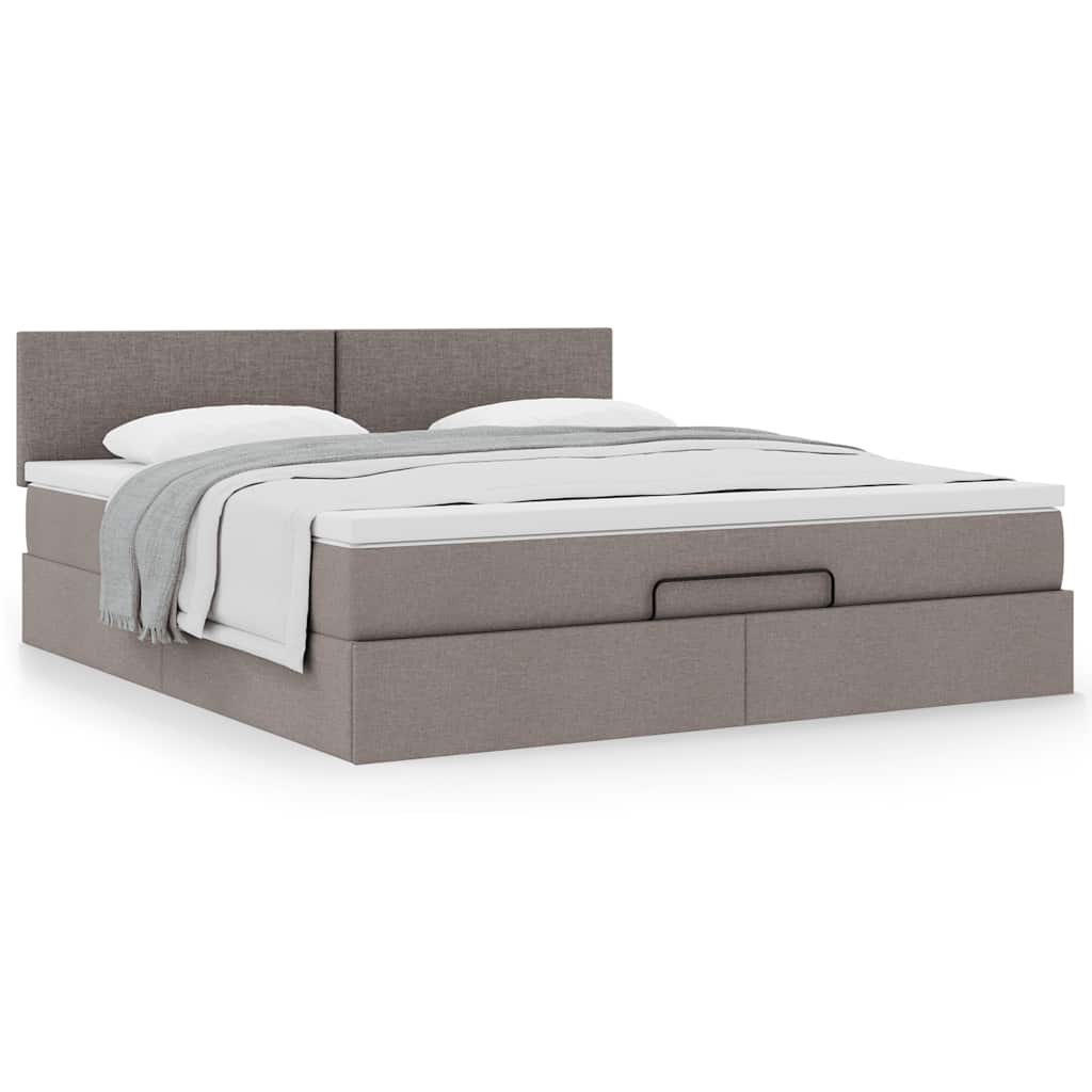 vidaXL Rama łóżka otomana z materacem, taupe, 180x200 cm, tkanina
