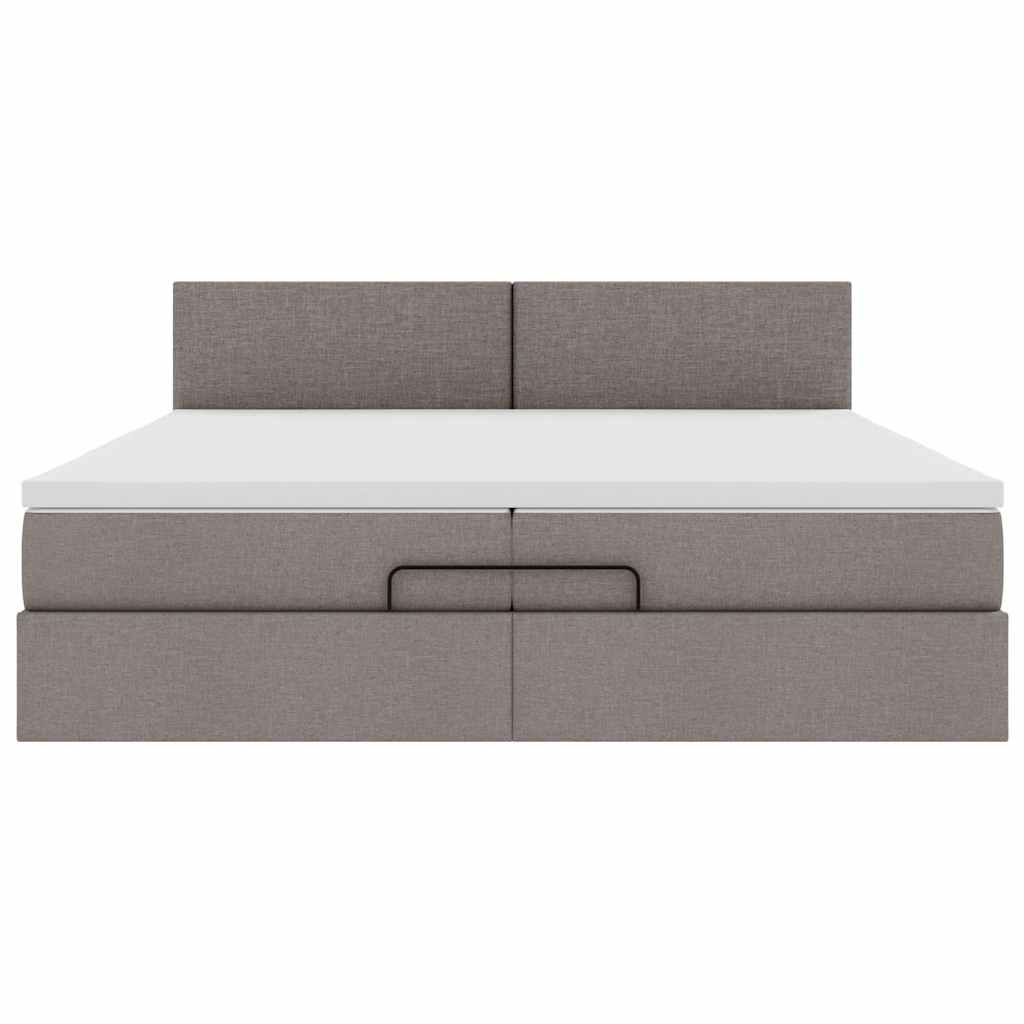 vidaXL Rama łóżka otomana z materacem, taupe, 200x200 cm, tkanina