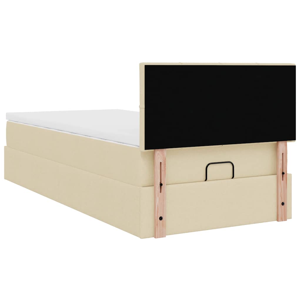 vidaXL Rama łóżka otomana z materacem, kremowa, 80x200 cm, tkanina