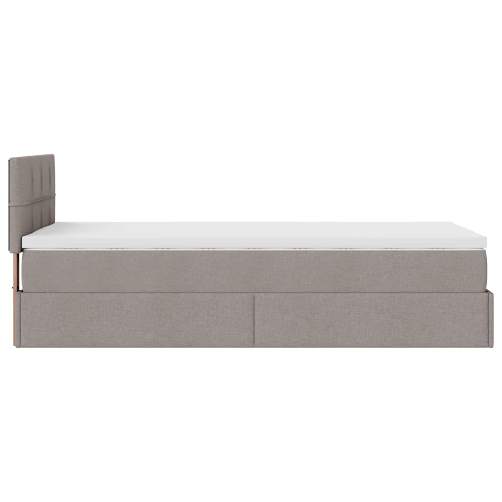 vidaXL Łóżko otomana z materacem, taupe, 100x200 cm, tkanina