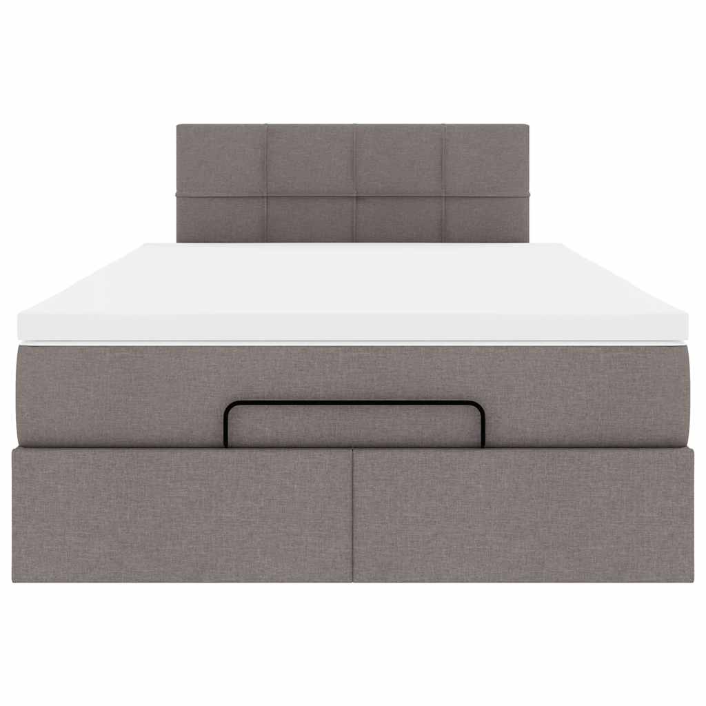 vidaXL Rama łóżka otomana z materacem, taupe, 120x190 cm, tkanina