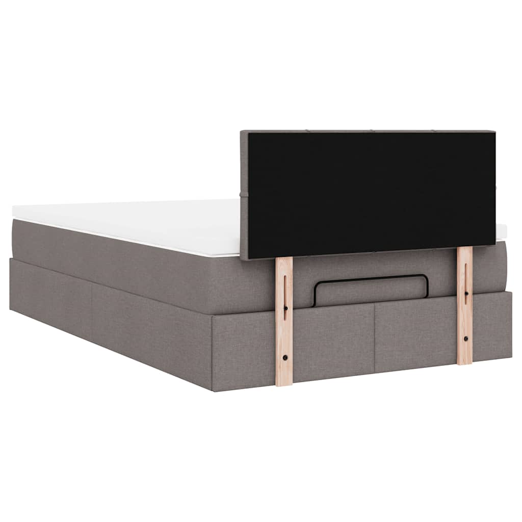vidaXL Rama łóżka otomana z materacem, taupe, 120x190 cm, tkanina