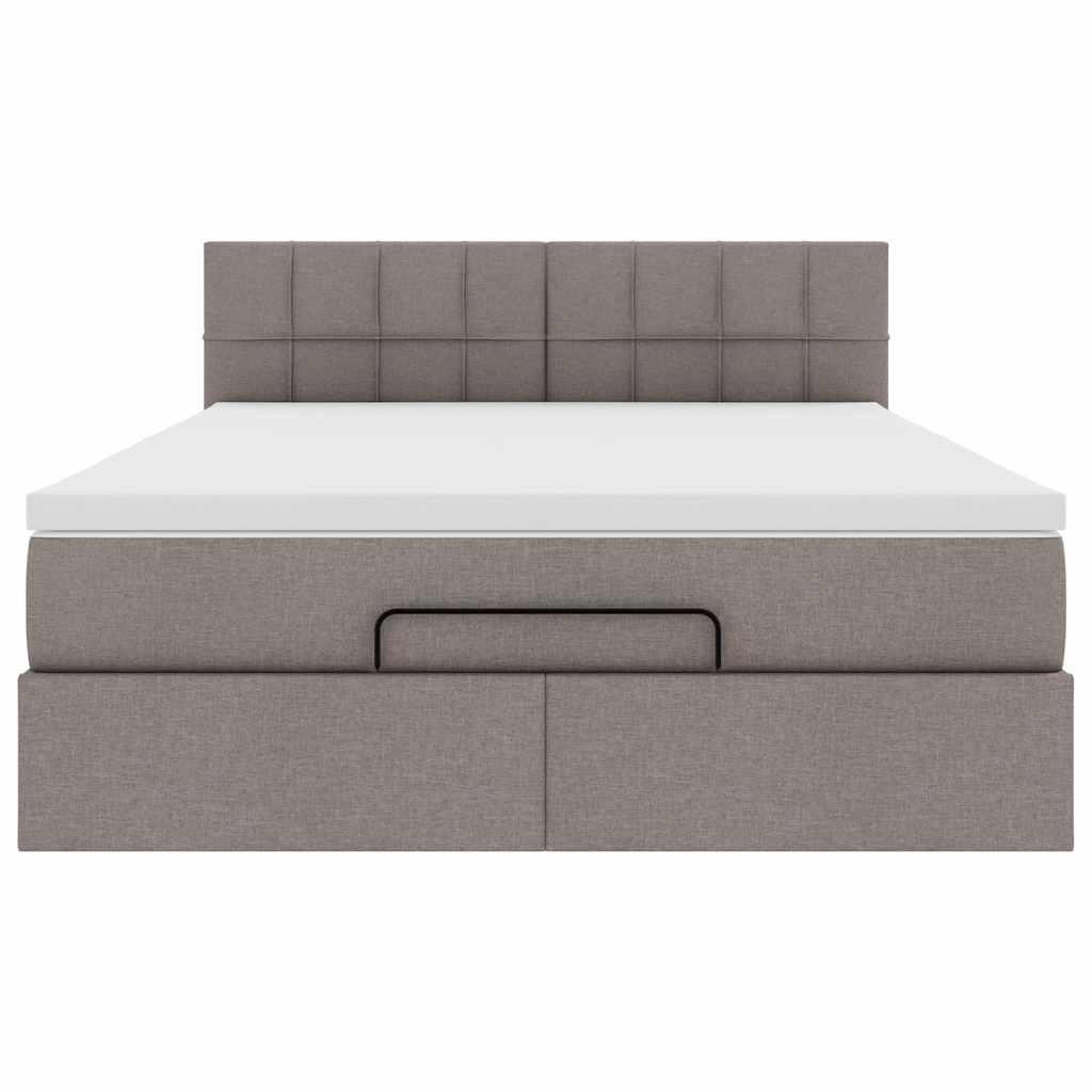 vidaXL Łóżko otomana z materacem, taupe, 140x190 cm, tkanina