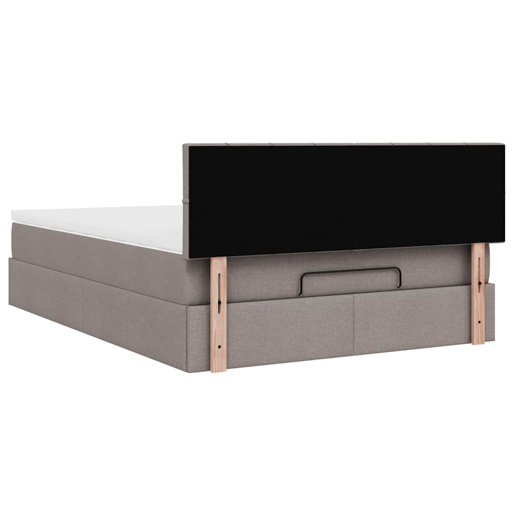 vidaXL Łóżko otomana z materacem, taupe, 140x190 cm, tkanina