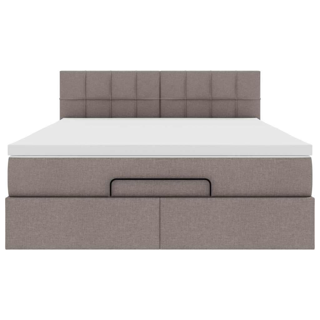 vidaXL Łóżko otomana z materacem, taupe, 140x200 cm, tkanina