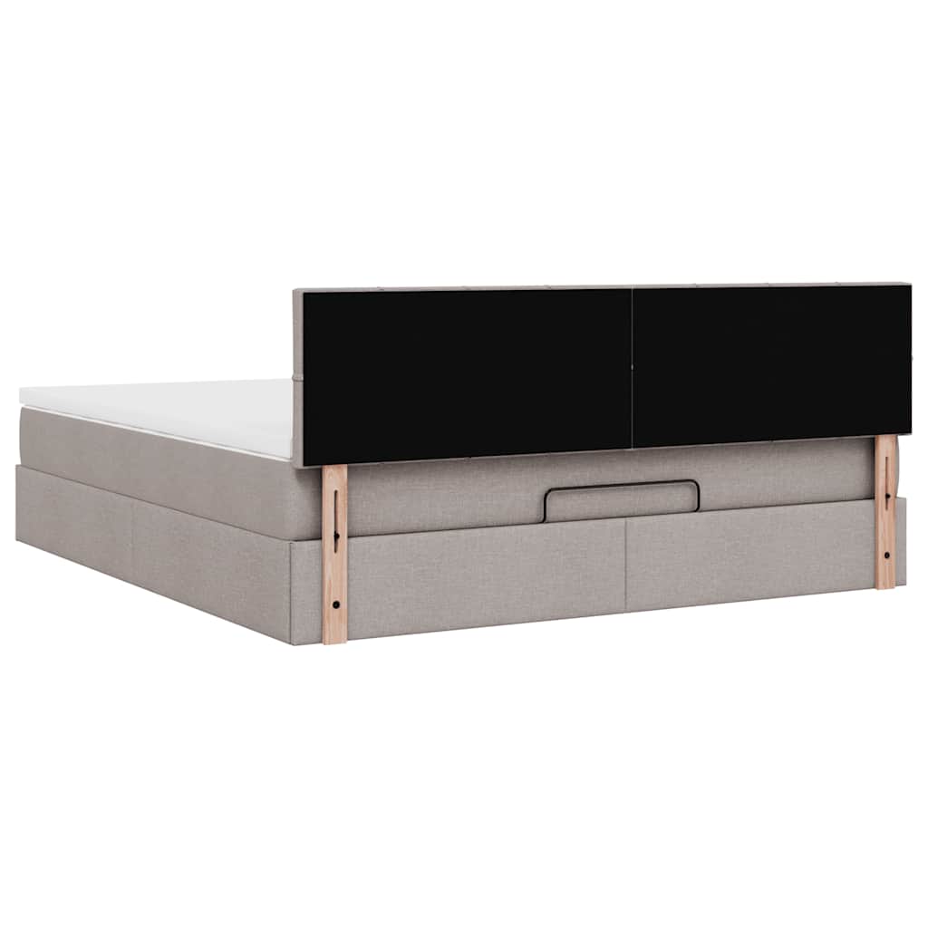 vidaXL Rama łóżka otomana z materacem, taupe, 180x200 cm, tkanina