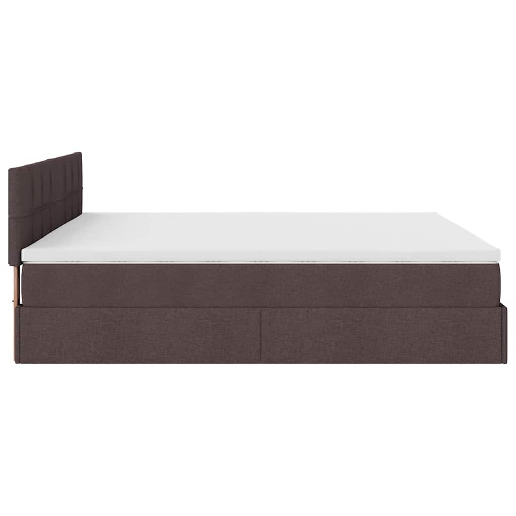 vidaXL Rama łóżka otomana z materacem, brązowa, 200x200 cm, tkanina