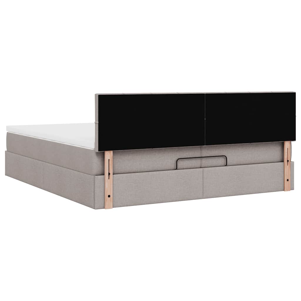 vidaXL Rama łóżka otomana z materacem, taupe, 200x200 cm, tkanina