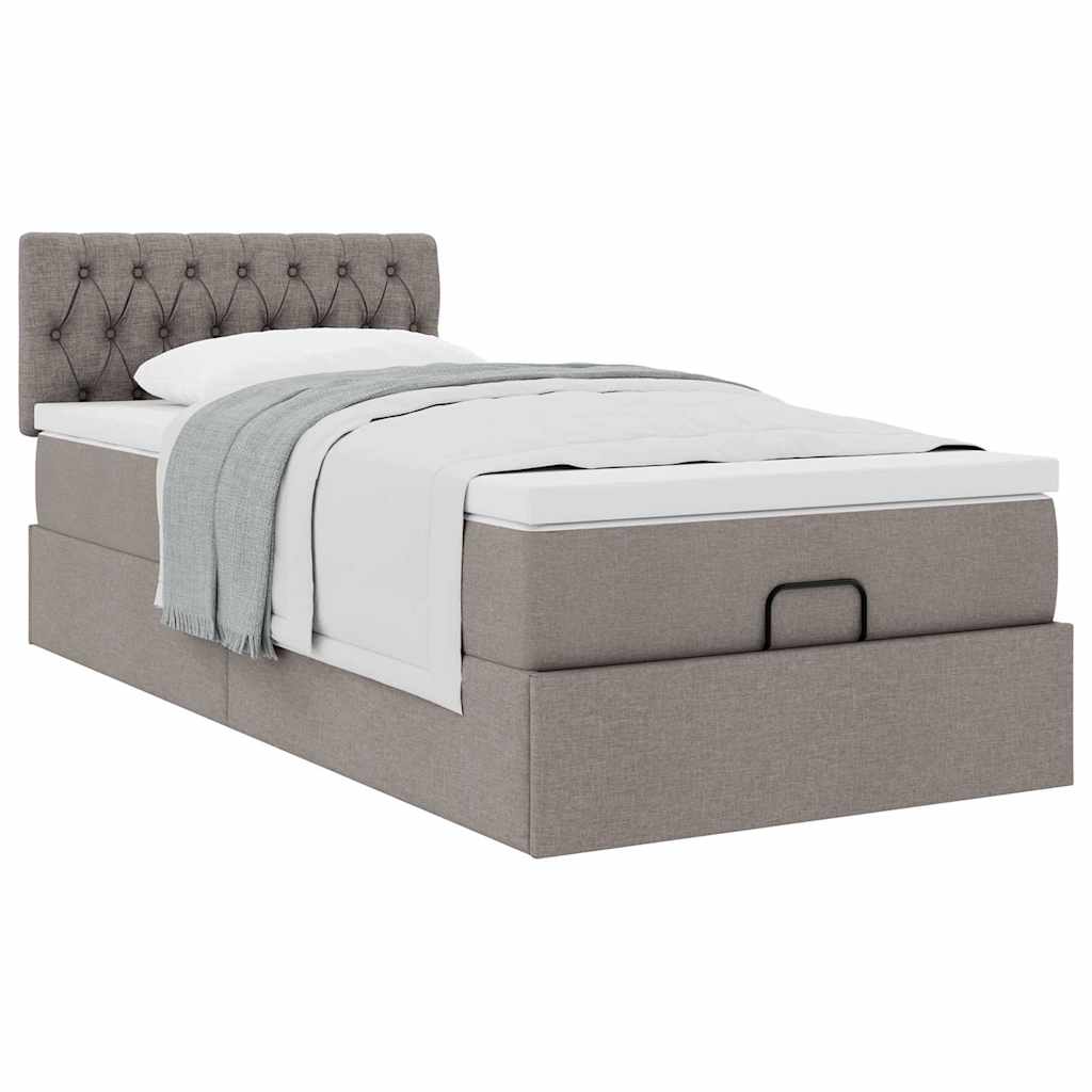 vidaXL Rama łóżka otomana z materacem, taupe, 90x190 cm, tkanina