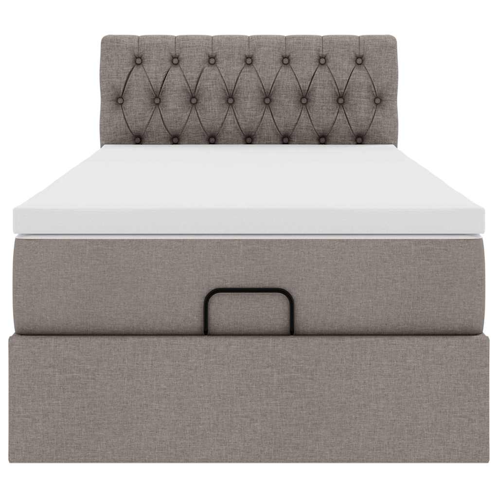 vidaXL Rama łóżka otomana z materacem, taupe, 90x190 cm, tkanina