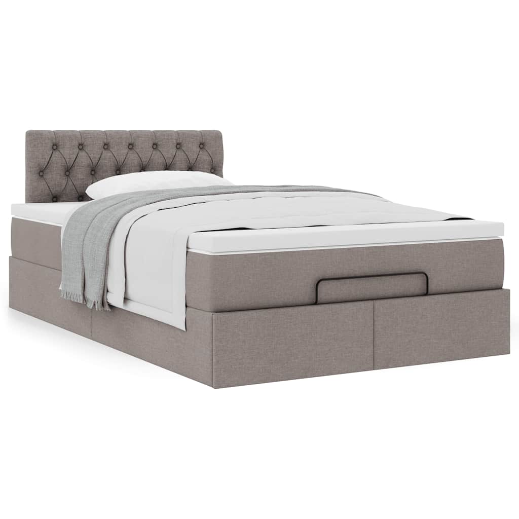 vidaXL Rama łóżka otomana z materacem, taupe, 120x190 cm, tkanina