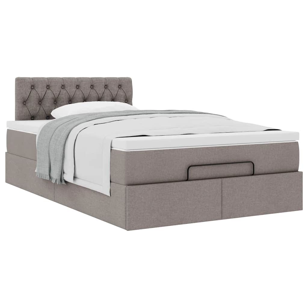 vidaXL Rama łóżka otomana z materacem, taupe, 120x190 cm, tkanina