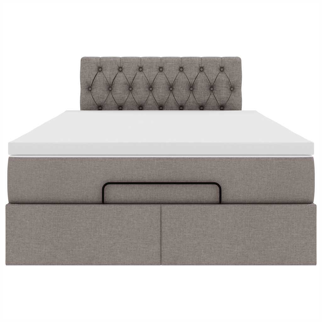 vidaXL Rama łóżka otomana z materacem, taupe, 120x190 cm, tkanina