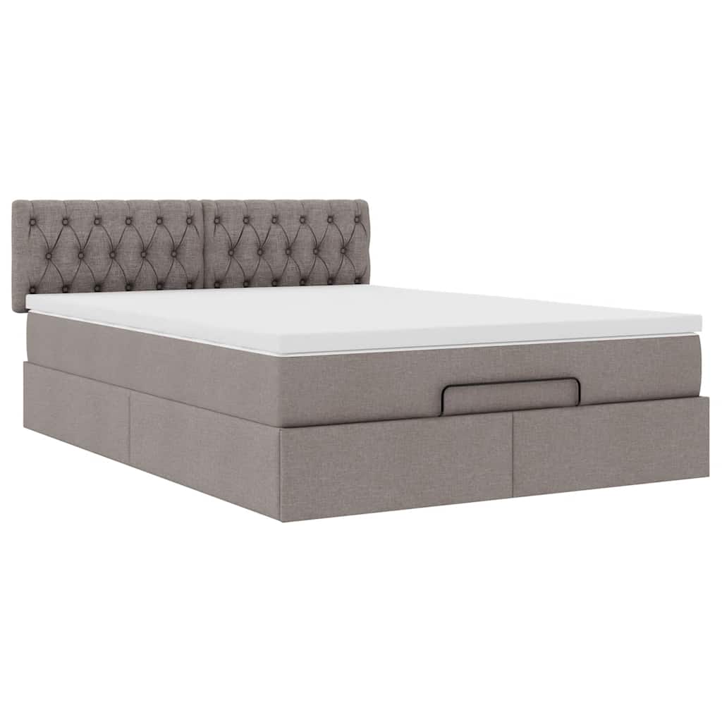 vidaXL Łóżko otomana z materacem, taupe, 140x190 cm, tkanina