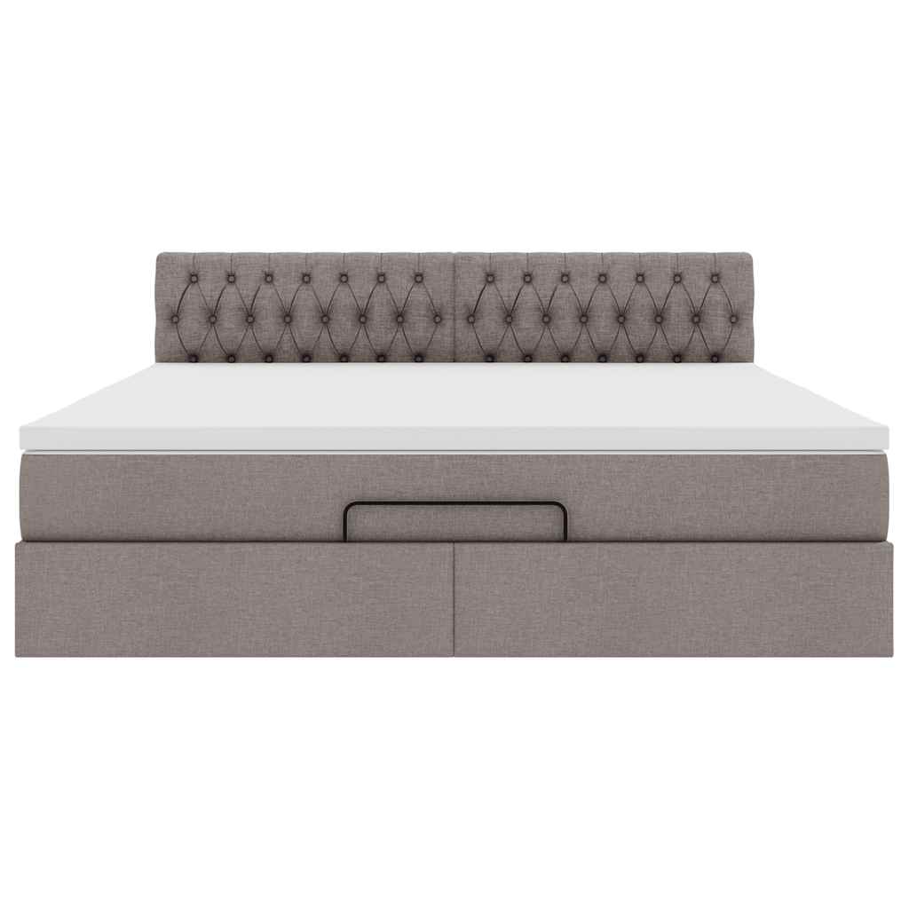 vidaXL Rama łóżka otomana z materacem, taupe, 180x200 cm, tkanina