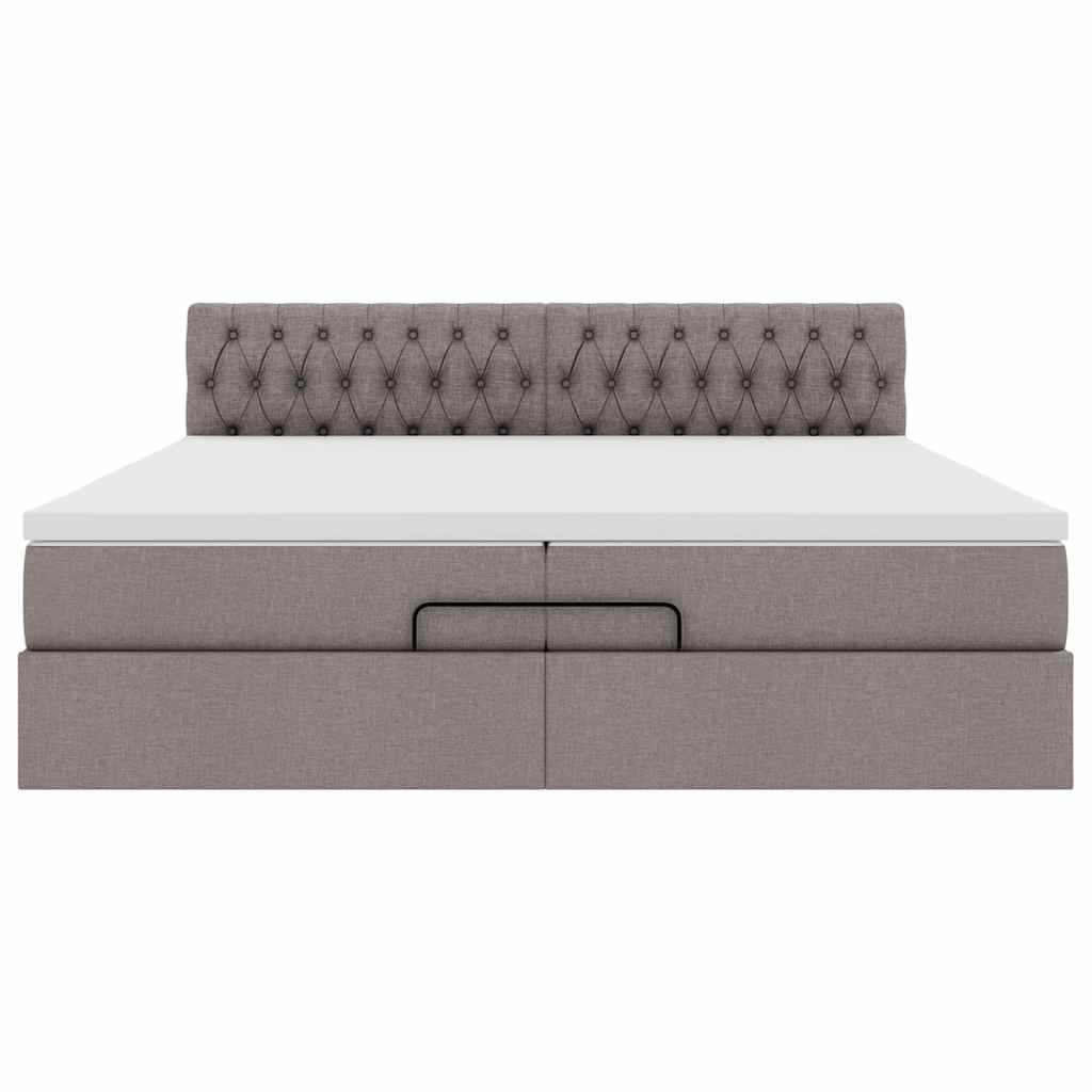 vidaXL Rama łóżka otomana z materacem, taupe, 200x200 cm, tkanina