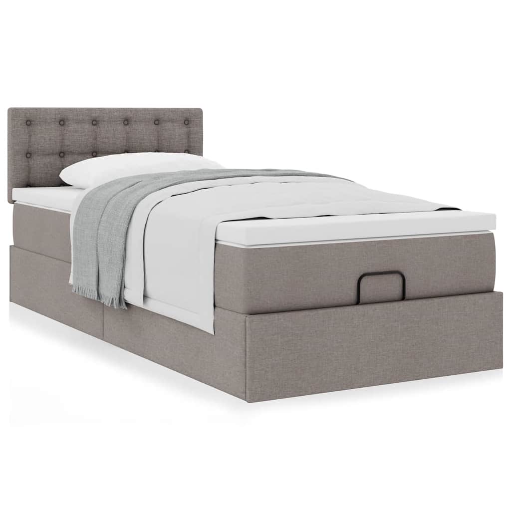vidaXL Rama łóżka otomana z materacem, taupe, 90x190 cm, tkanina