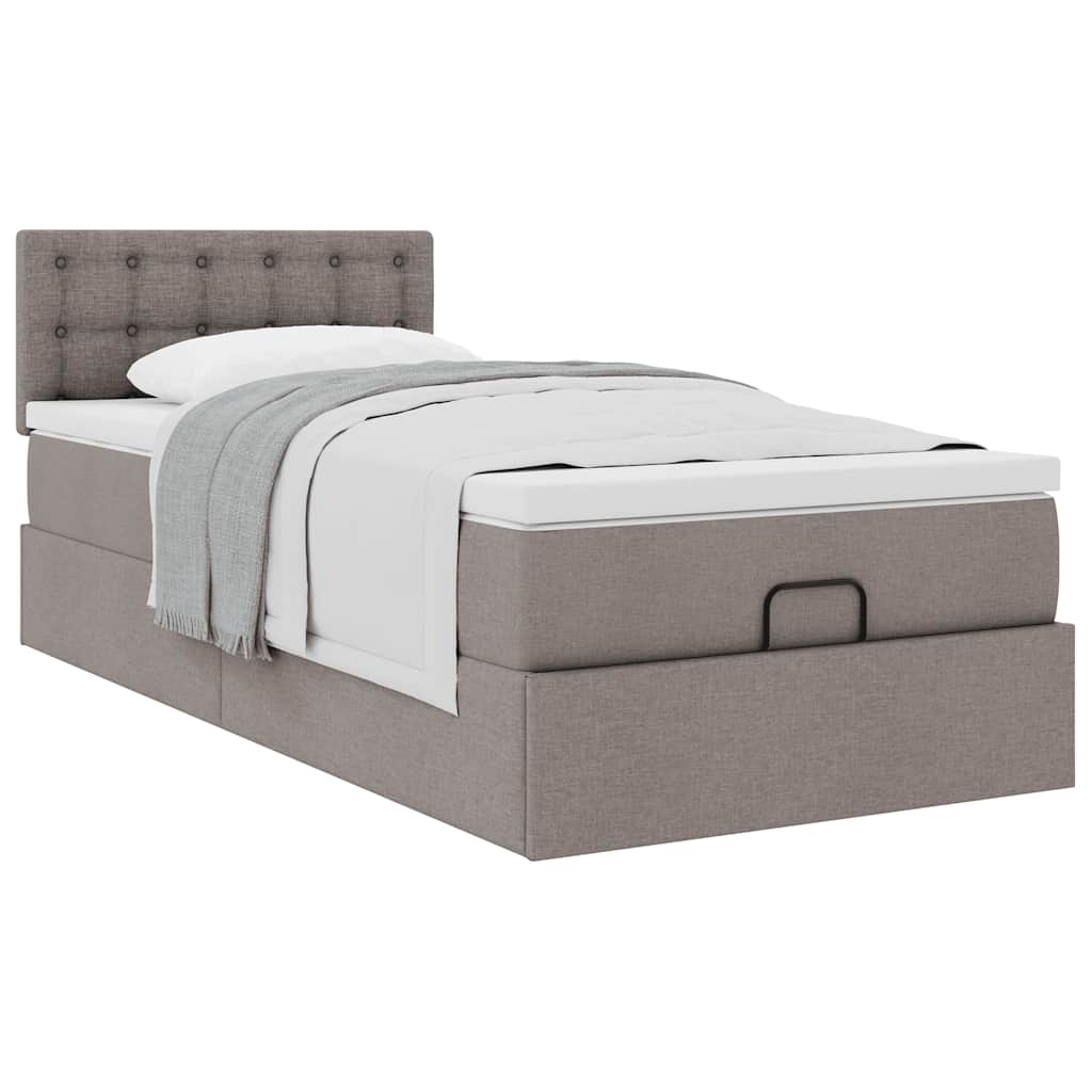vidaXL Rama łóżka otomana z materacem, taupe, 90x190 cm, tkanina