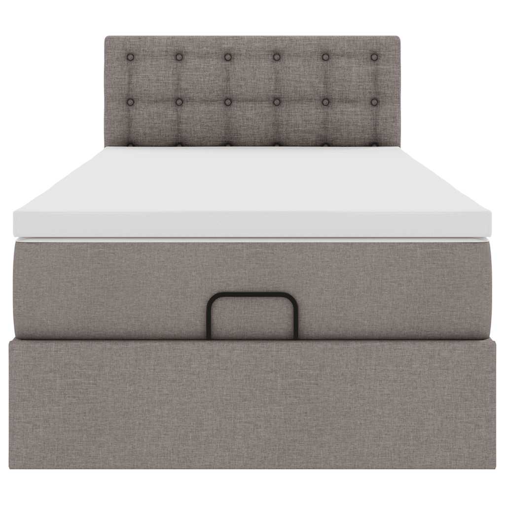 vidaXL Rama łóżka otomana z materacem, taupe, 90x190 cm, tkanina