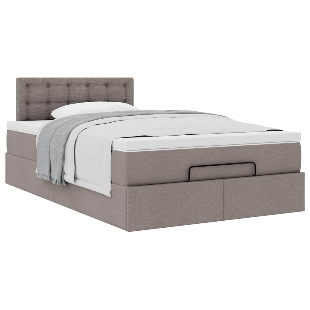 vidaXL Rama łóżka otomana z materacem, taupe, 120x190 cm, tkanina