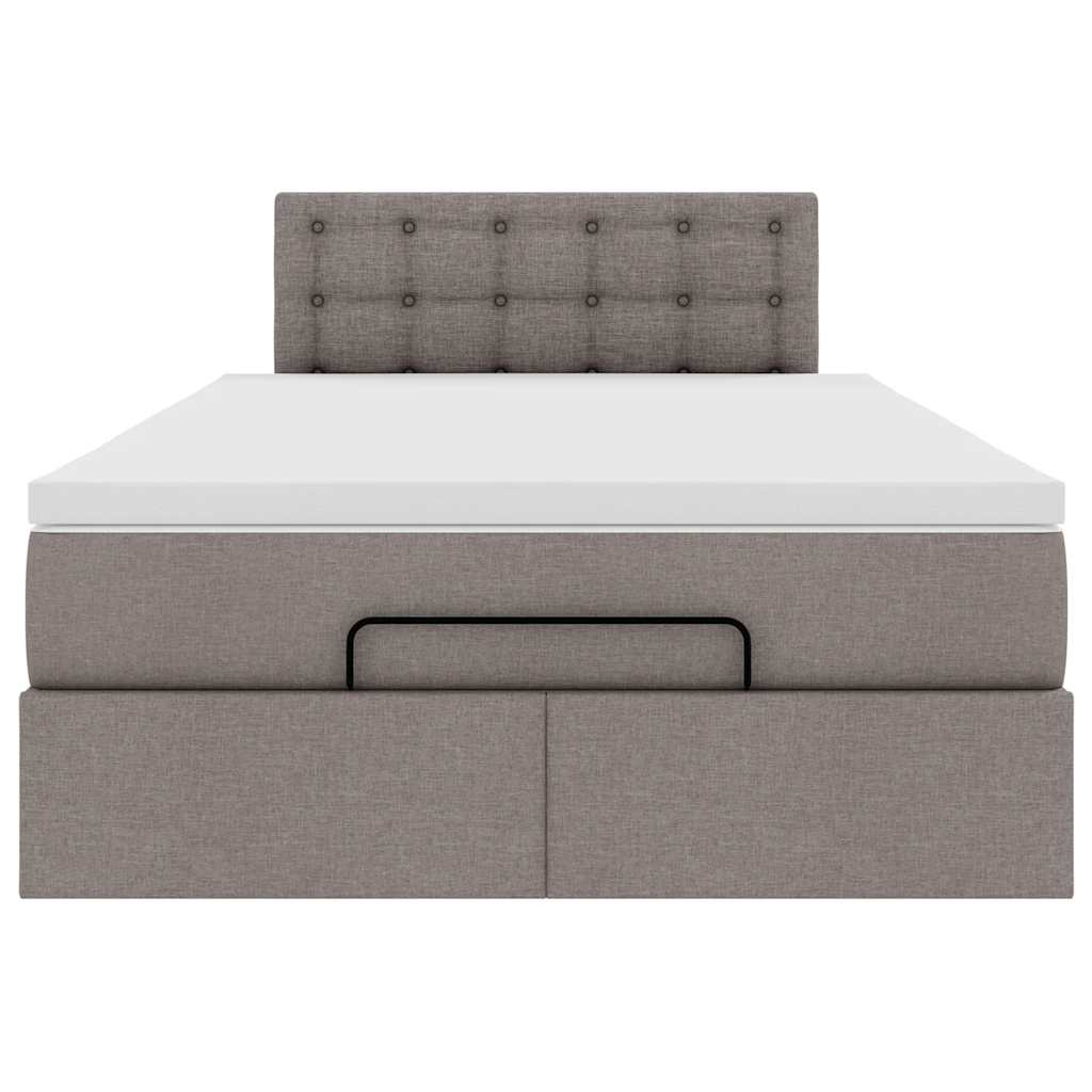 vidaXL Rama łóżka otomana z materacem, taupe, 120x190 cm, tkanina