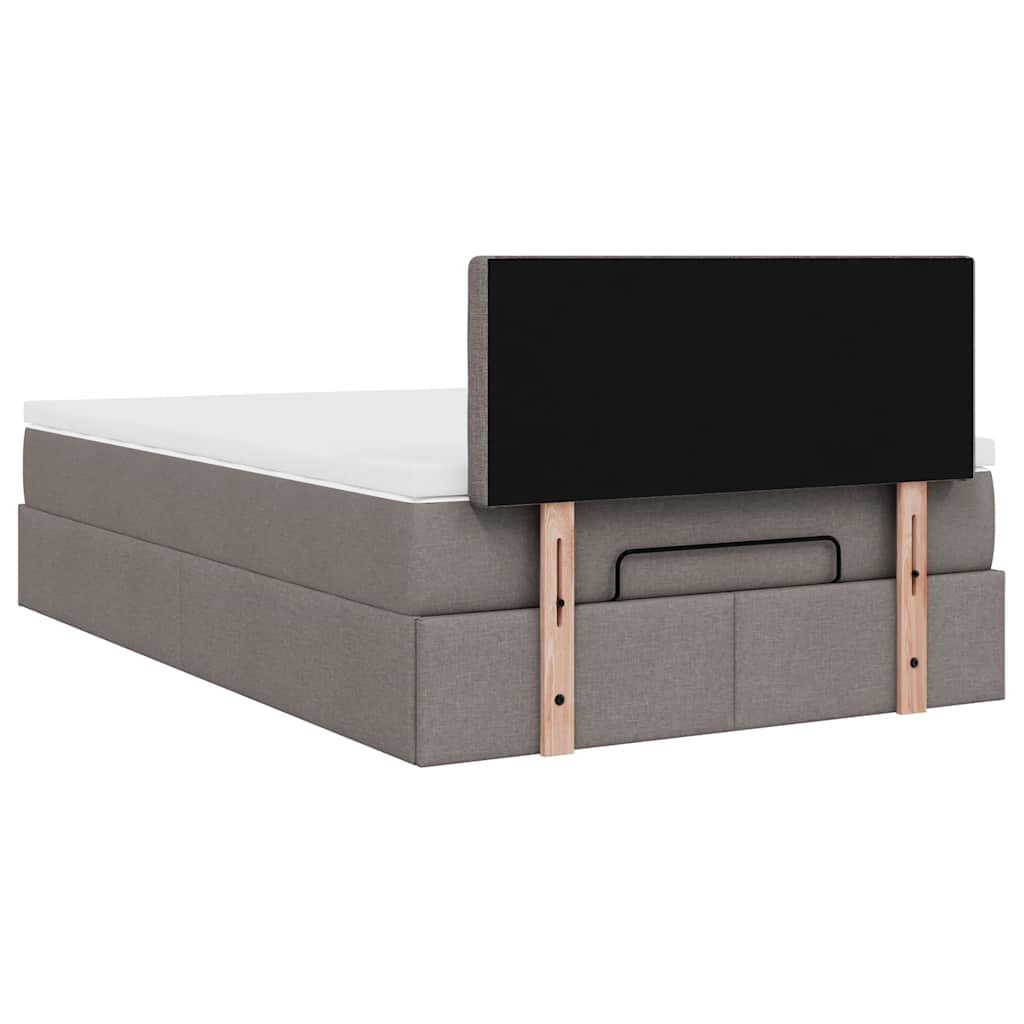 vidaXL Rama łóżka otomana z materacem, taupe, 120x190 cm, tkanina