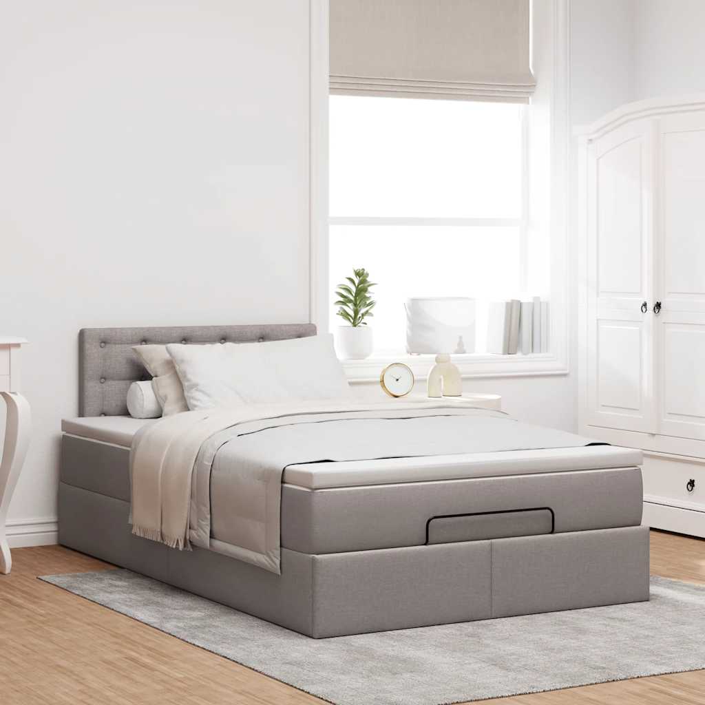vidaXL Rama łóżka otomana z materacem, taupe, 120x200 cm, tkanina