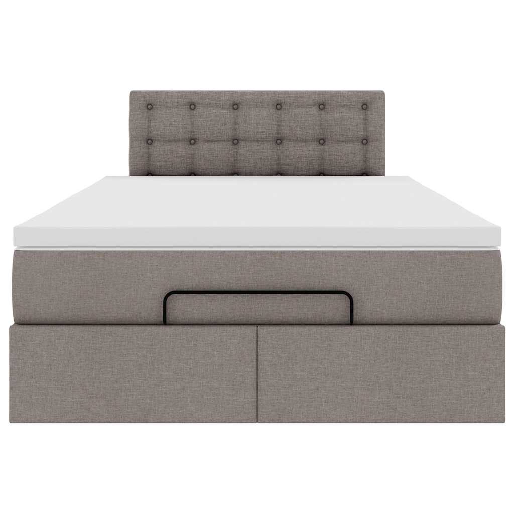 vidaXL Rama łóżka otomana z materacem, taupe, 120x200 cm, tkanina