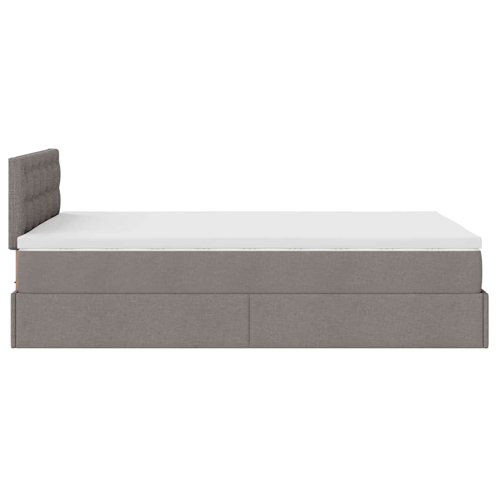 vidaXL Rama łóżka otomana z materacem, taupe, 120x200 cm, tkanina
