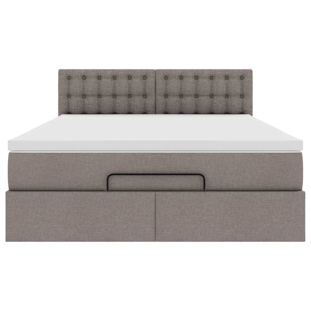 vidaXL Łóżko otomana z materacem, taupe, 140x190 cm, tkanina