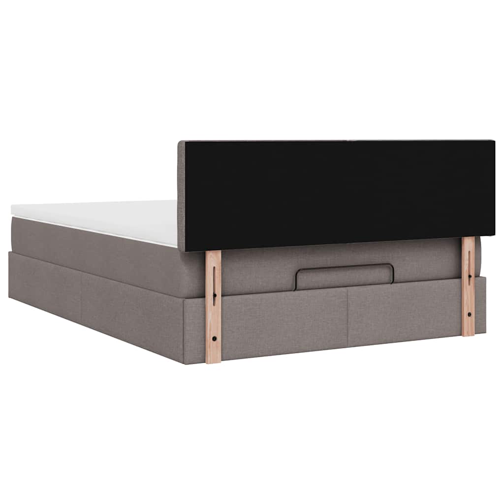 vidaXL Łóżko otomana z materacem, taupe, 140x190 cm, tkanina