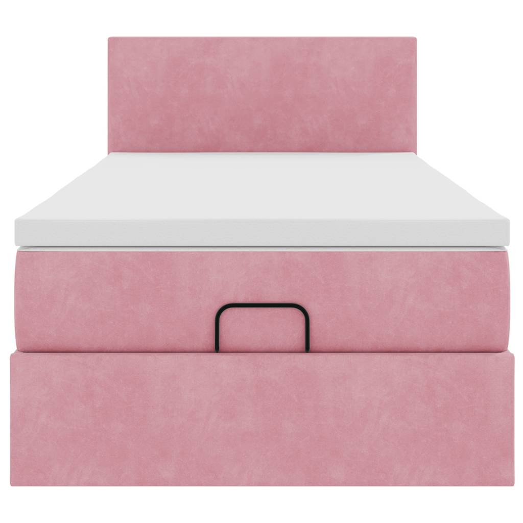 vidaXL Rama łóżka otomana z materacem, różowa, 90x190 cm, aksamit