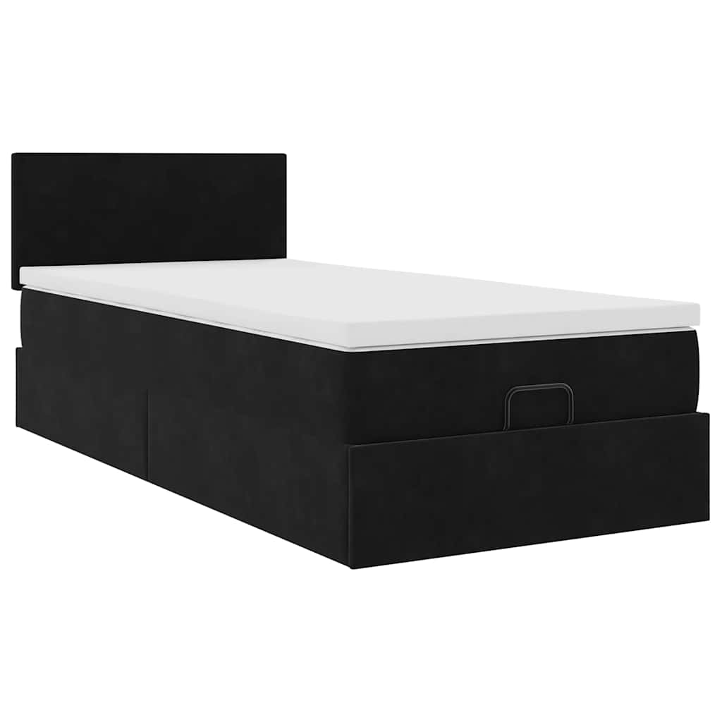 vidaXL Rama łóżka otomana z materacem, czarna, 100x200 cm, aksamit